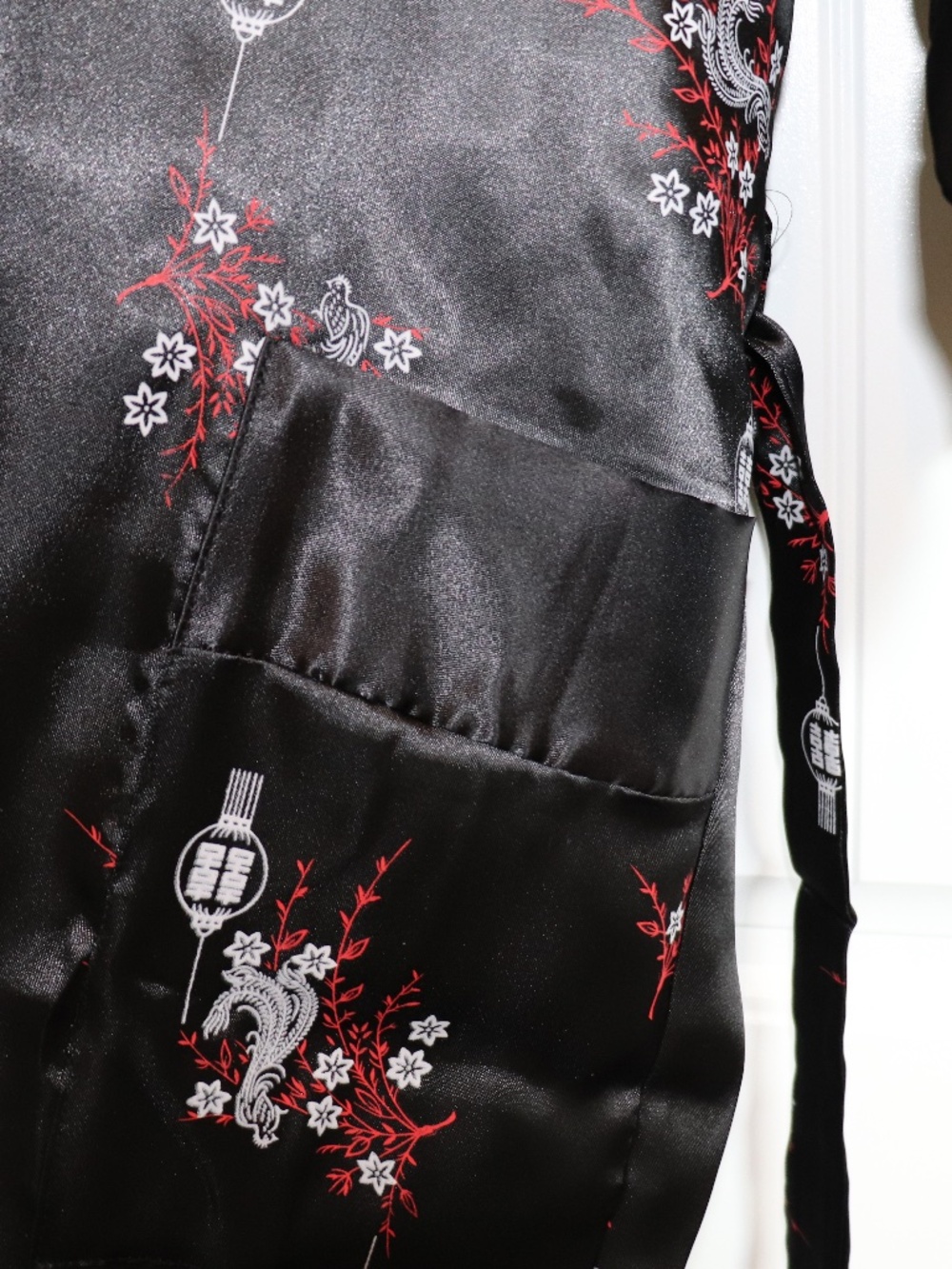THAI SILK Reversible DRAGON EMBROIDERED Tie Belt/Pocket JAPANESE Kimono Sz L - Picture 8 of 12